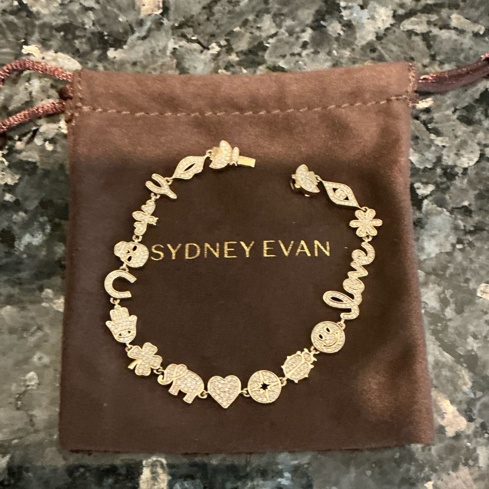 BRAND NEW BEAUTIFUL SYDNEY EVAN SMALL DIAMOND GOLD ICON ANNIVERSARY BRACELET - Picture 10 of 16